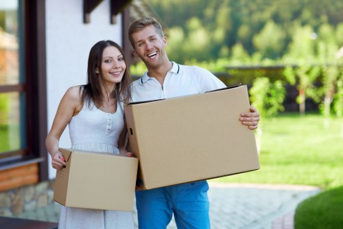 Prepared moving boxes and household essentials for a Coulsdon relocation