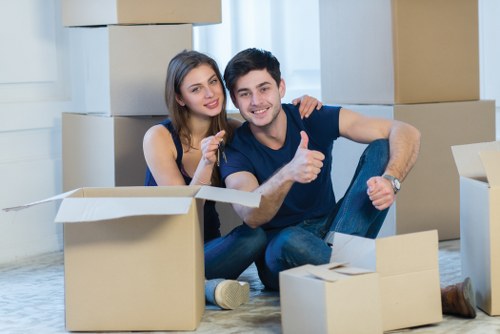 Packed boxes and furniture for a Coulsdon house move