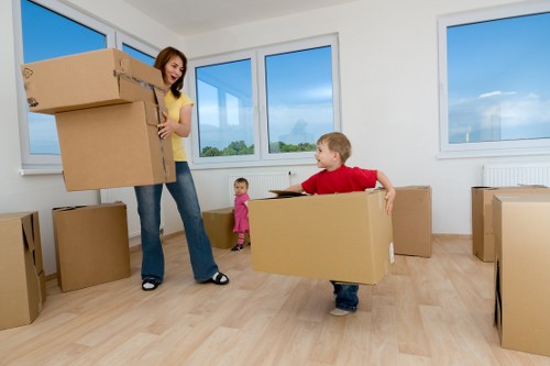 Packed boxes and moving checklist for a Coulsdon removal