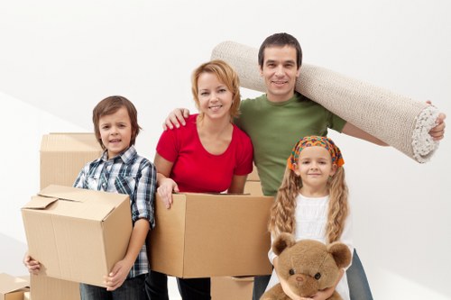 Packed moving boxes in a Coulsdon residential property
