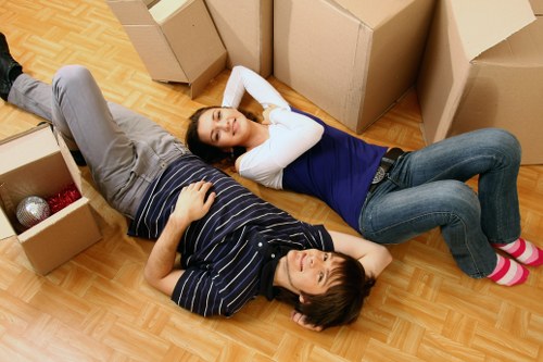 Boxes, furniture and packing materials ready for a Coulsdon removal service
