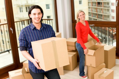 Coulsdon office relocation team organising desks and equipment